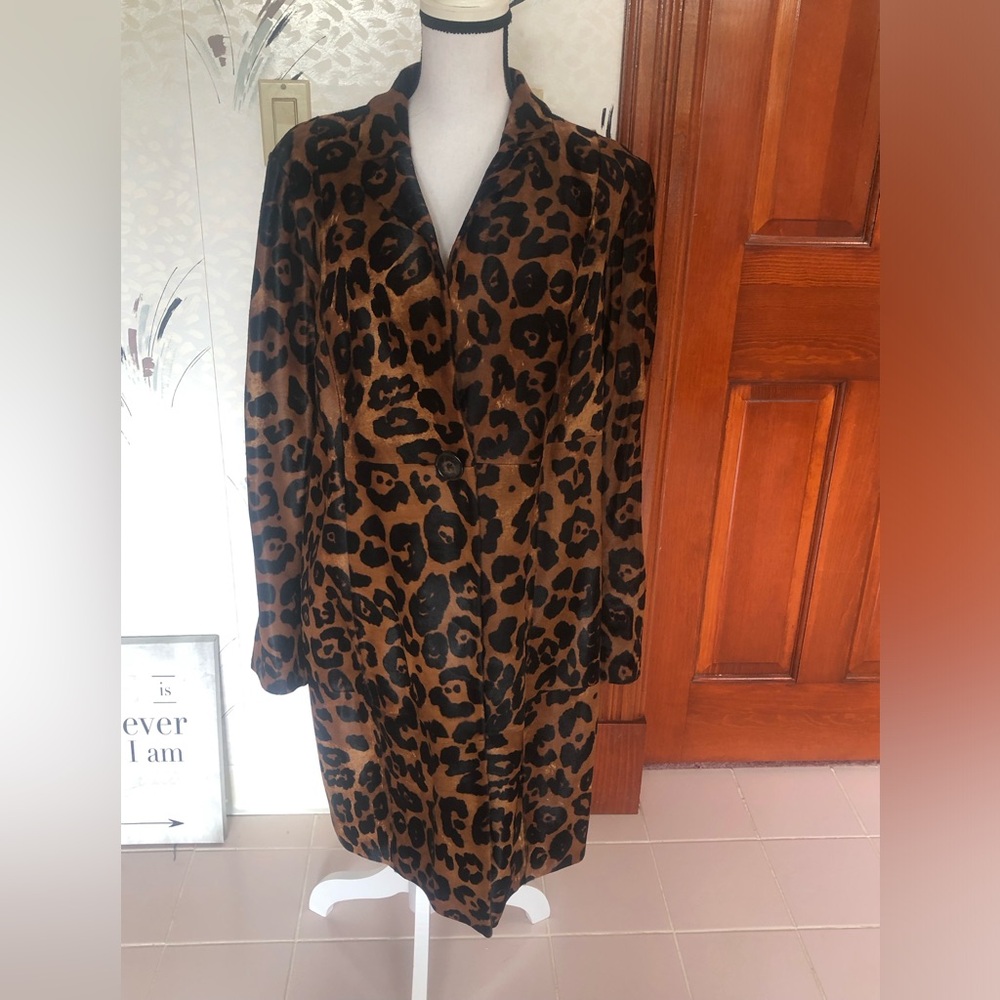 Elie Tahari Angelina Calf Hair Leopard Print Coat